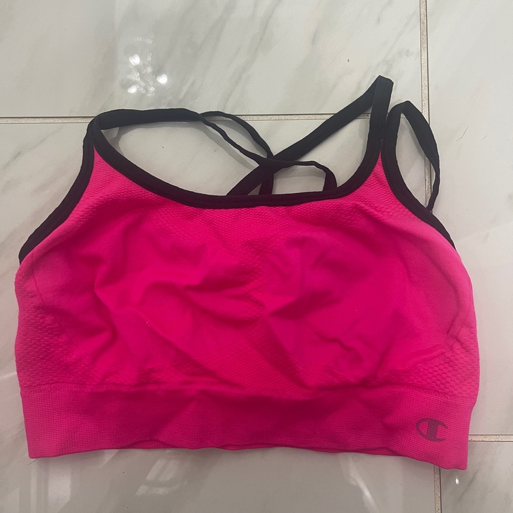 hot pink champion sports bra